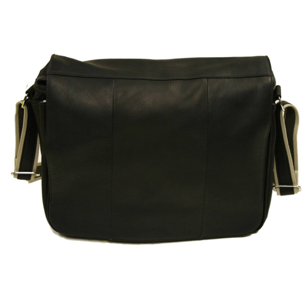 Black Leather Expandable Messenger Bag Z660