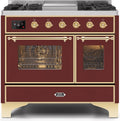 40 Dual Fuel Natural Gas Range in Burgundy with Brass Trim X79887