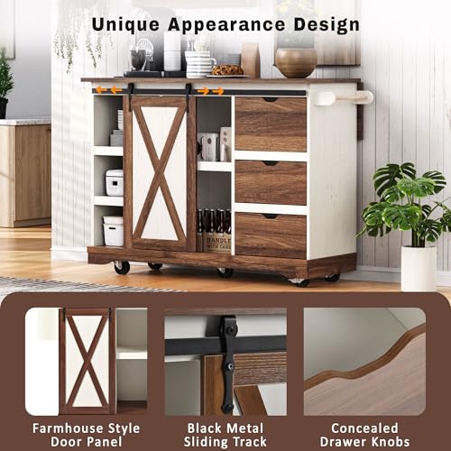 55.5" Black Mobile Kitchen Island with Drop Leaf J83225