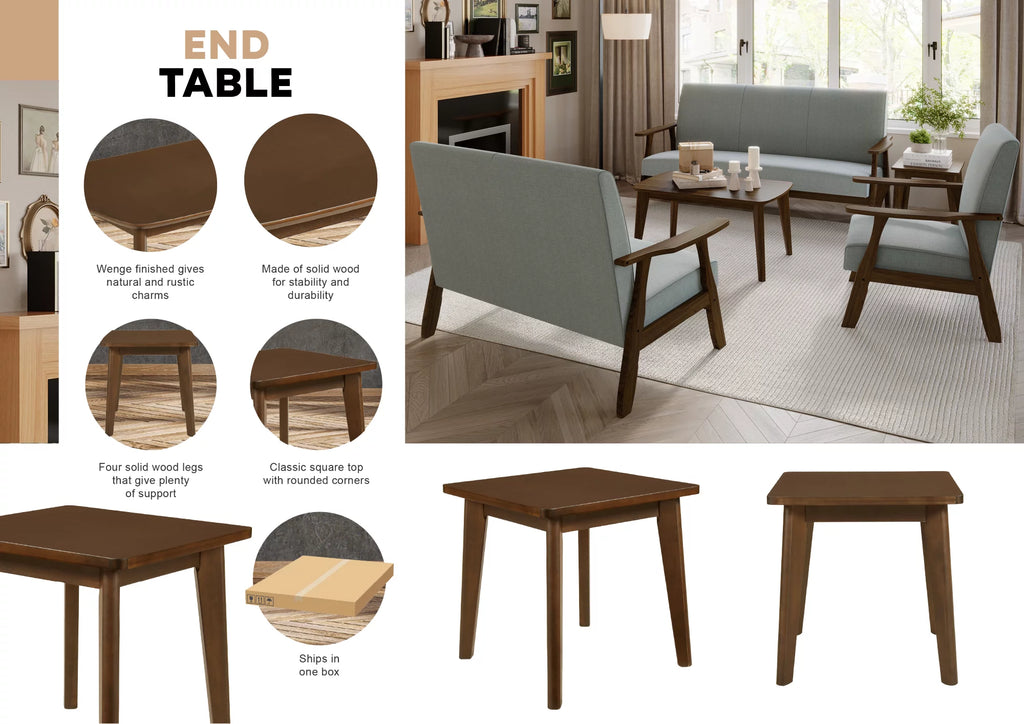 Mid-Century Square Wooden End Table J490535