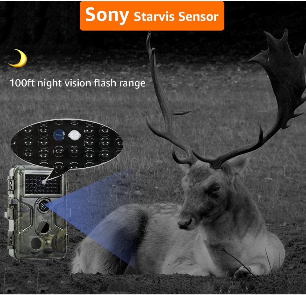 32MP 1080P No Glow Night Vision IP66 Waterproof Trail Game Camera Pack of 2 W727
