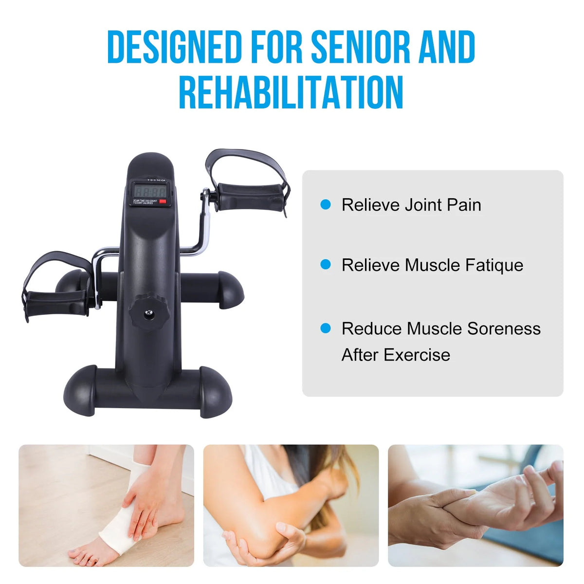 Black Under Desk Exercise Bike with LCD Display O428361