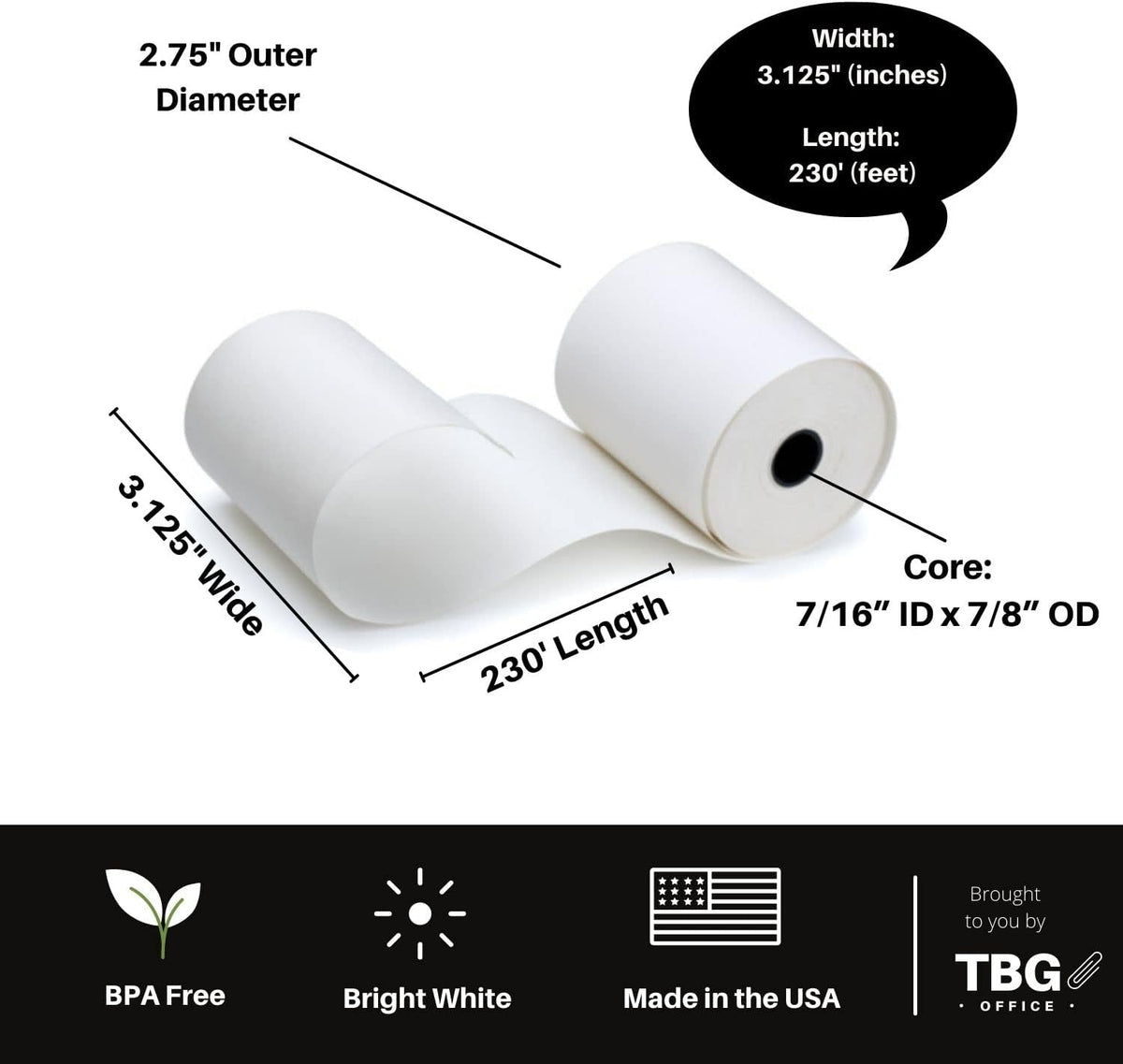 BPA Free Thermal Paper Rolls for POS Systems (1 Case - 30 Rolls) N3342