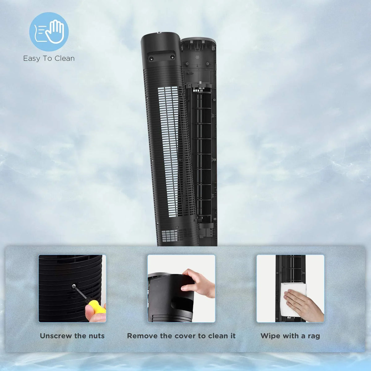 40 Oscillating Tower Fan with Remote, Black P319745