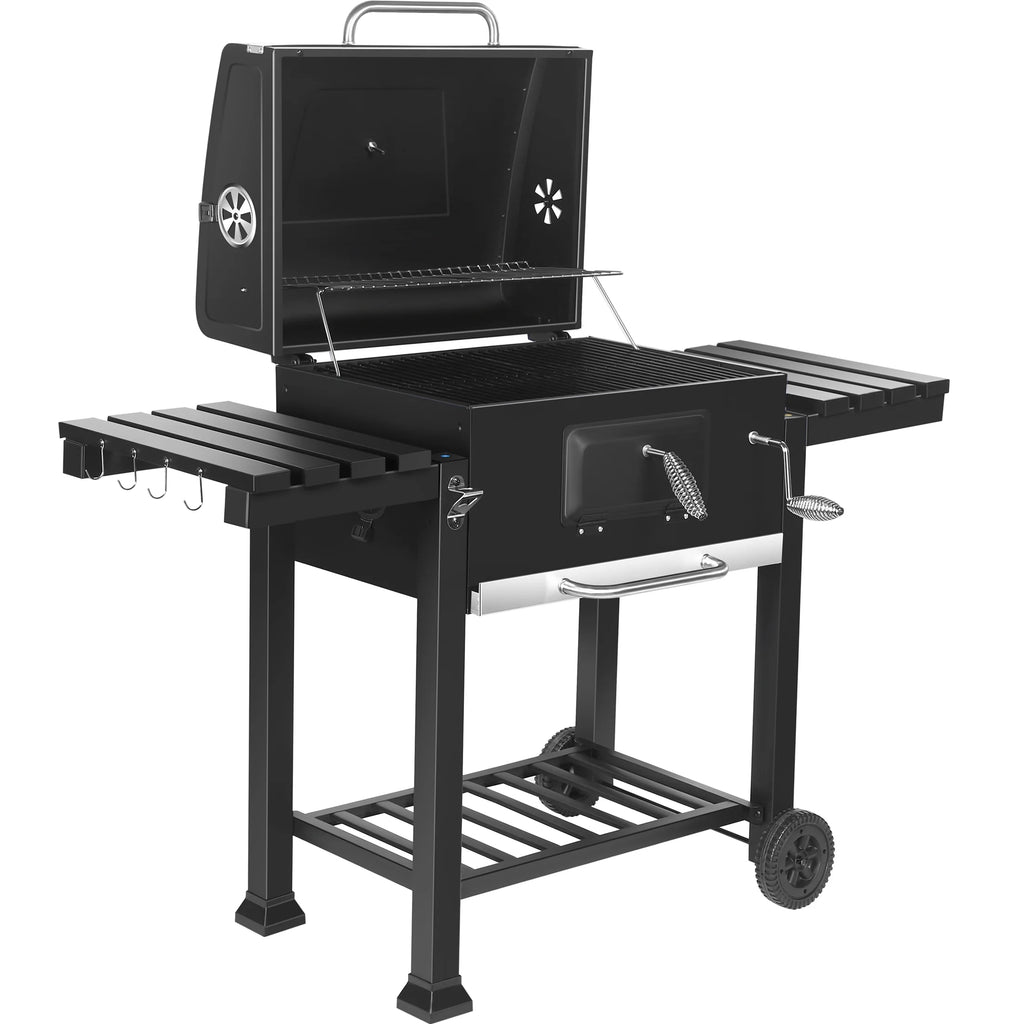24-inch Charcoal BBQ Grill with 2 Folding Side Shelves K63406