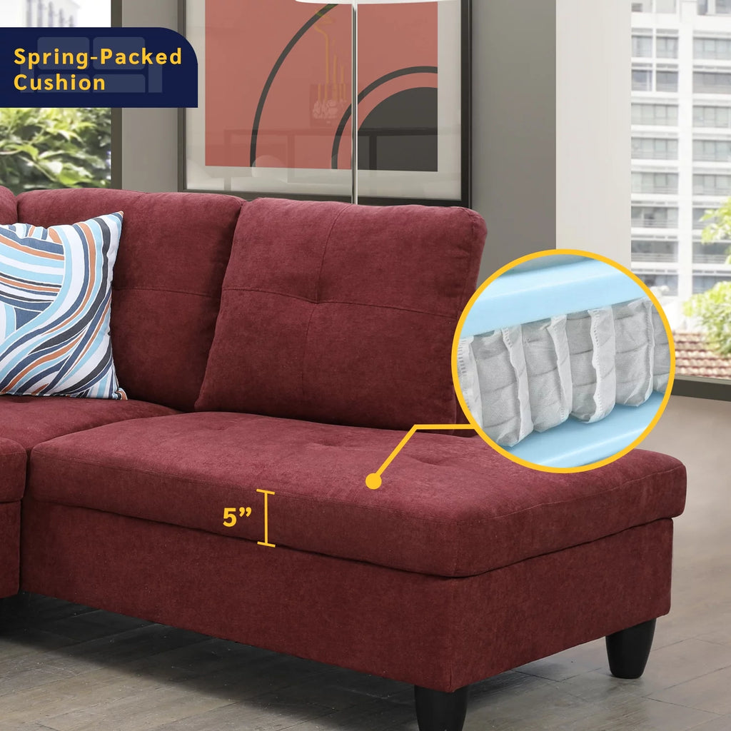 3 Piece Upholstered Sectional Right Hand Facing J36144