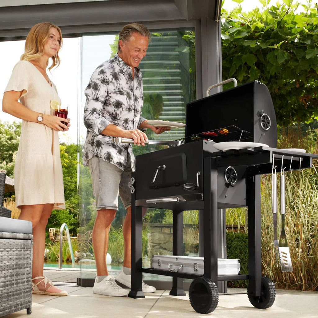 24-inch Charcoal BBQ Grill with 2 Folding Side Shelves K63406