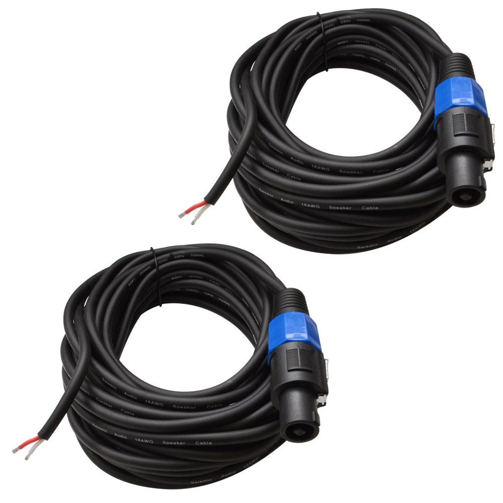 35 Foot Raw Wire to Speakon Speaker Cable 16 Guage Pack of 2 M805323