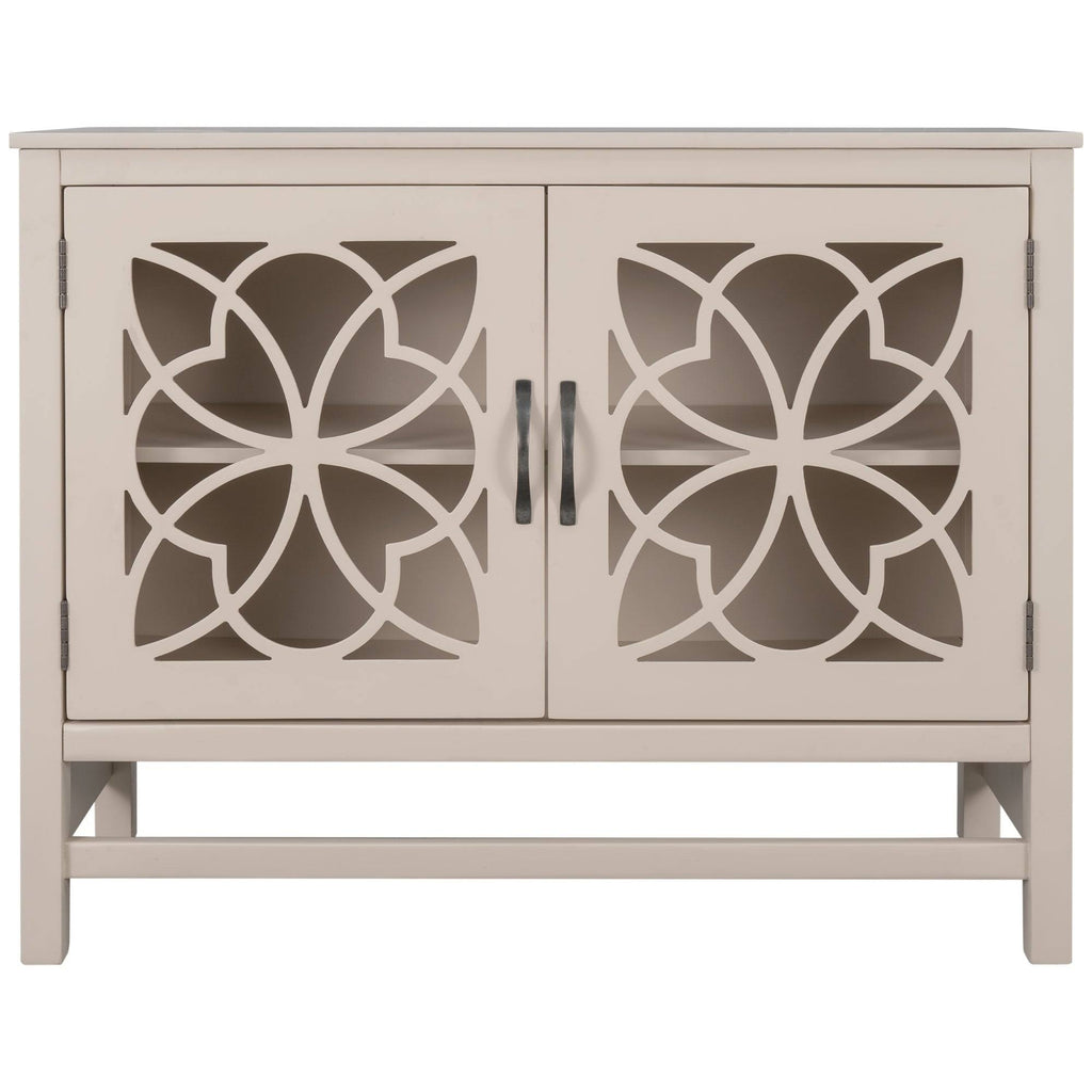 Cream White Wood Accent Sideboard Storage Cabinet with Doors and Shelf R574