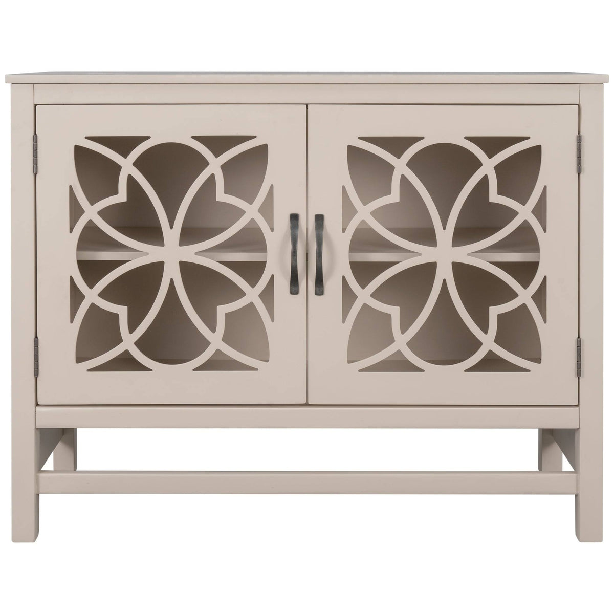 Cream White Wood Accent Sideboard Storage Cabinet with Doors and Shelf R574