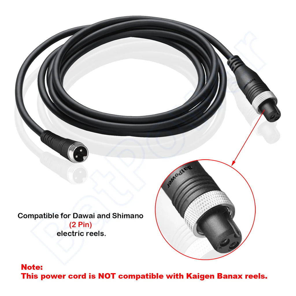 1.0M 2 Pin Electric Fishing Reel Battery Power Cord Cable D3264