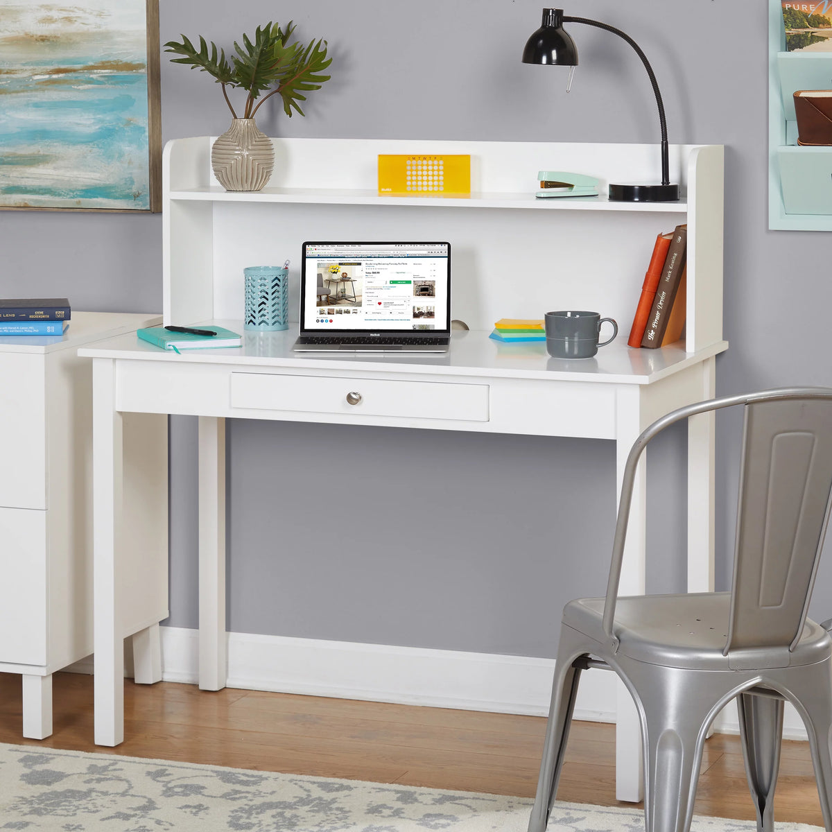 White MDF Desk with Hutch E550