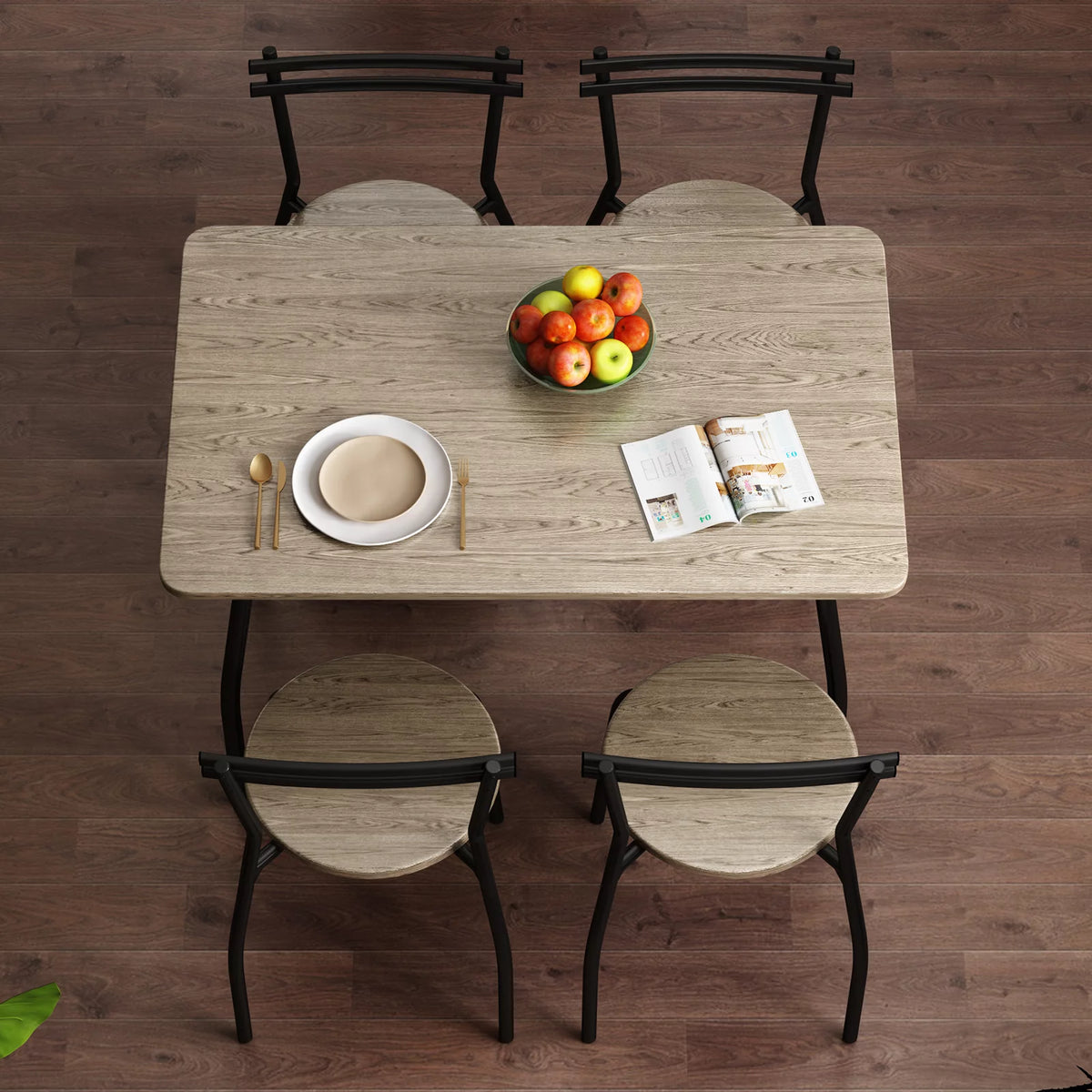 5-Piece Kitchen Table and Chairs for 4 Metal Frame V16334