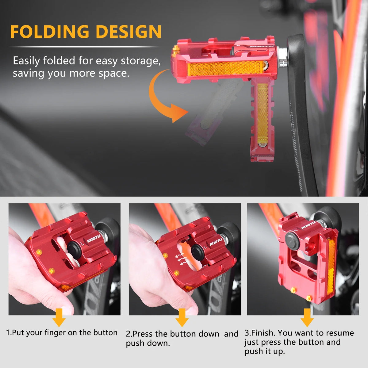9/16 Inch Aluminum Non-Slip Folding Bike Pedals X21110