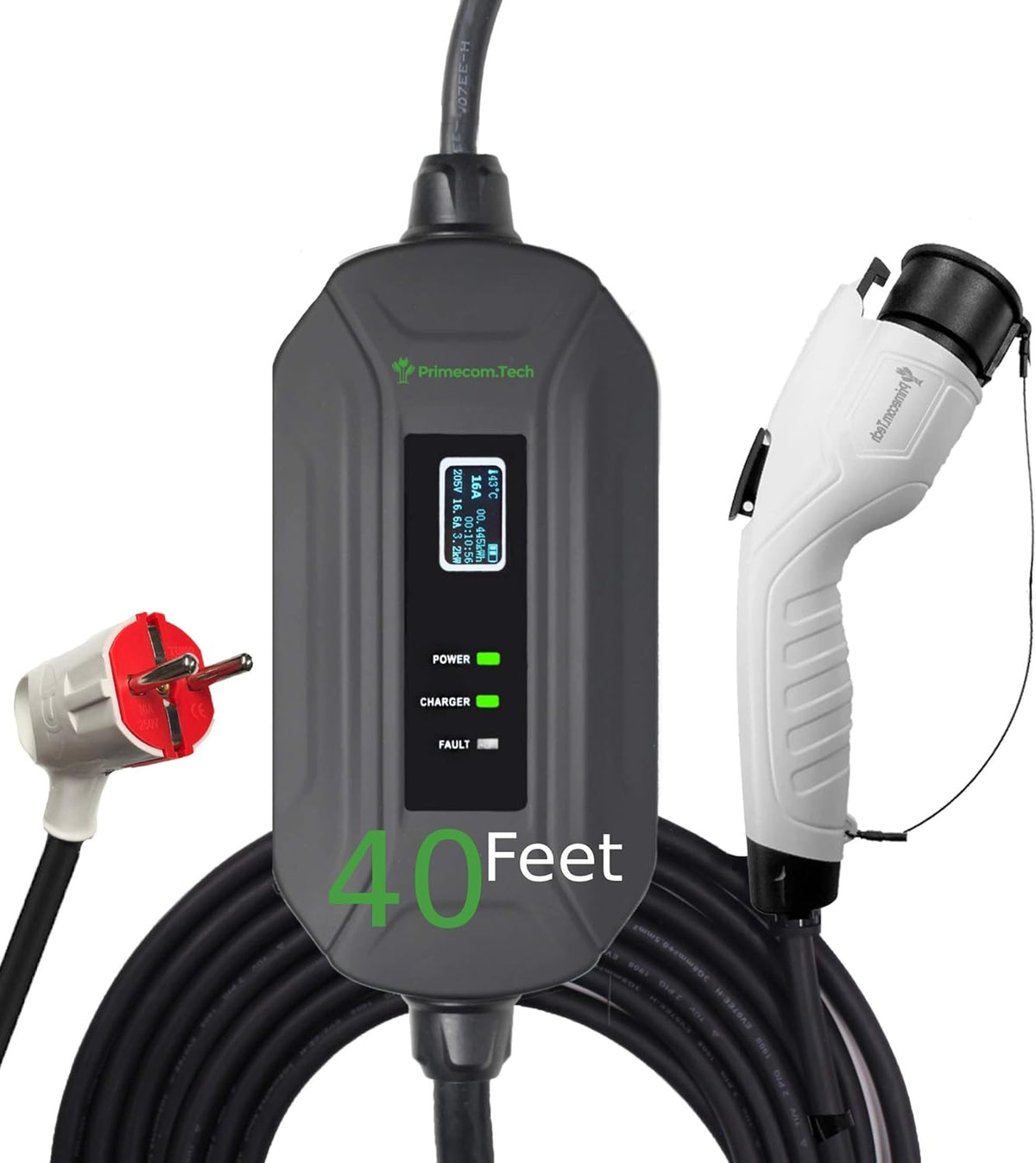 Portable Level 2 Electric Vehicle Charger, 16Amp, 50 Feet P8021