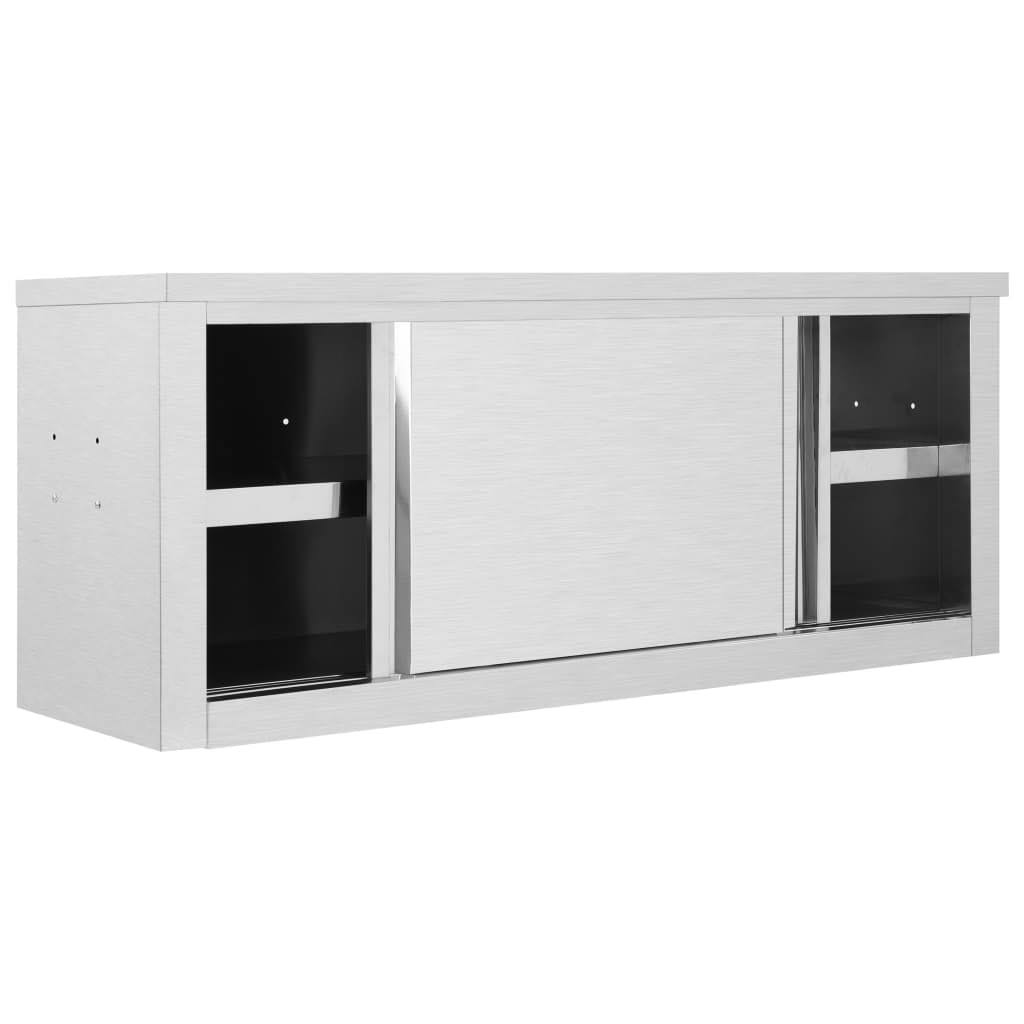 Stainless Steel Kitchen Wall Cabinet with Sliding Doors A7696