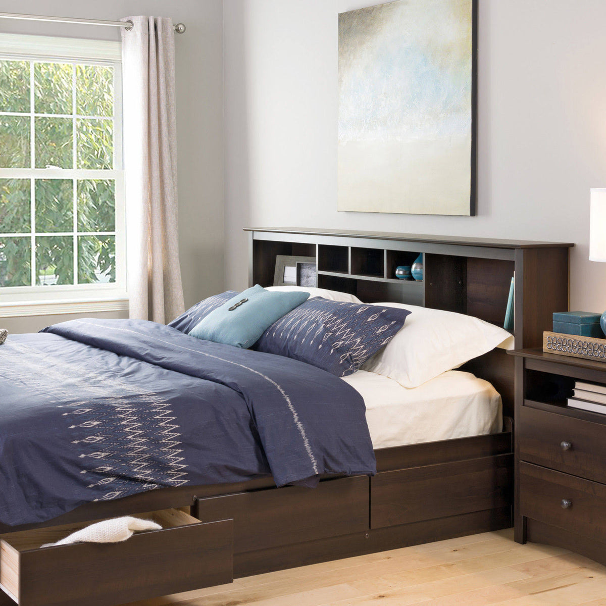 Espresso Full/Queen Bookcase Headboard U87841