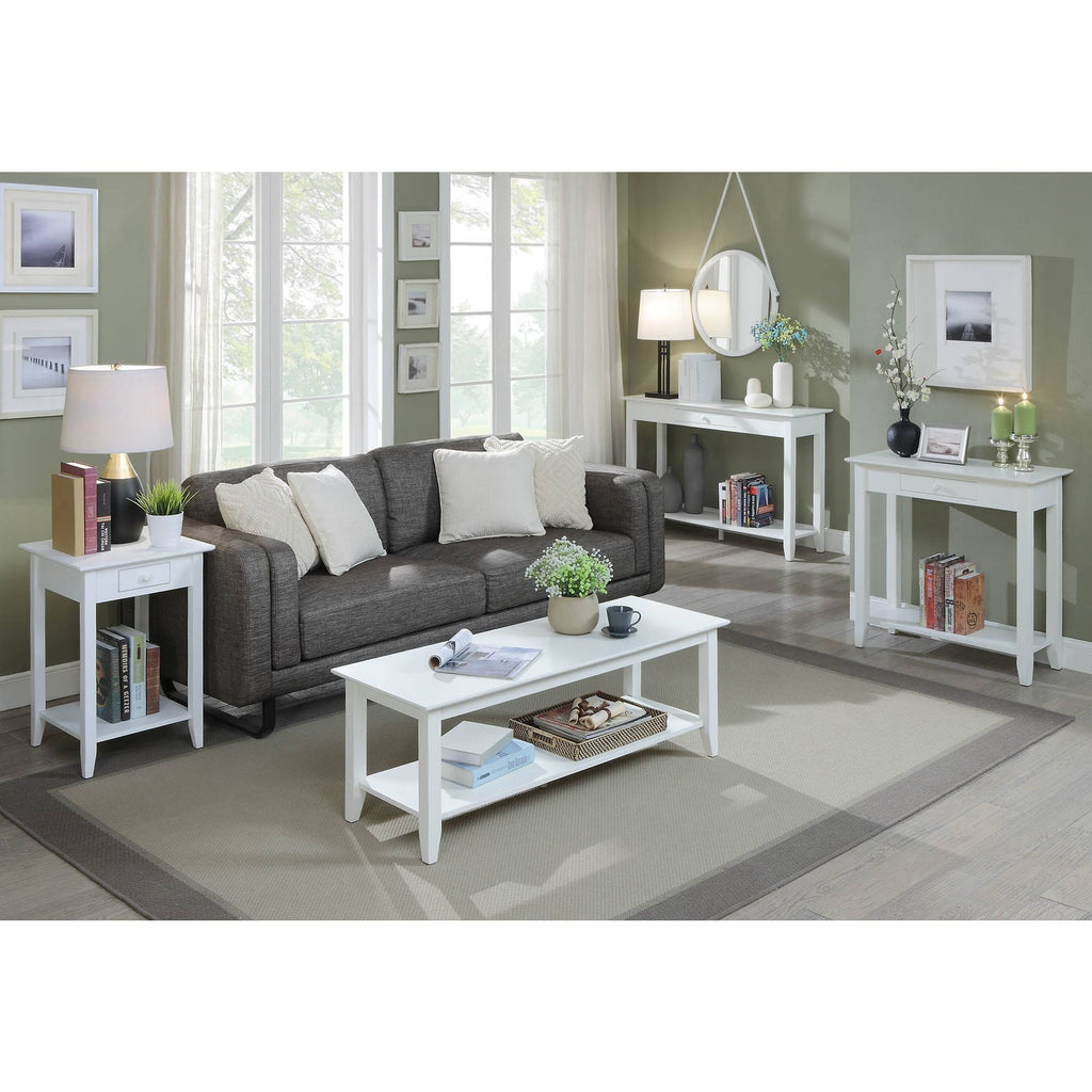 White Hall Table with Drawer/Shelf B46635