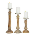 Brown Mango Wood Candle Holder Set of 3 Y254